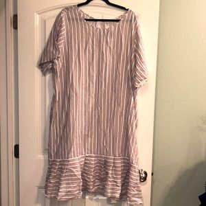NWT Davi & Dani Plus Dress w/Pockets ~ Beige, Cream, Navy Stripe ~ **SUMMER**
